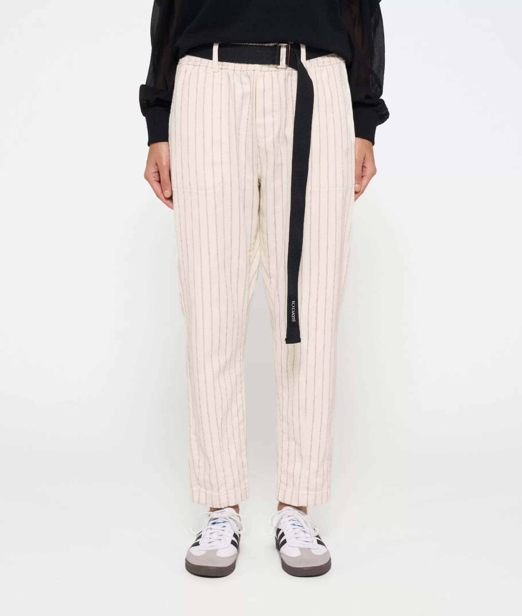 10DAYS belted pants pinstripe