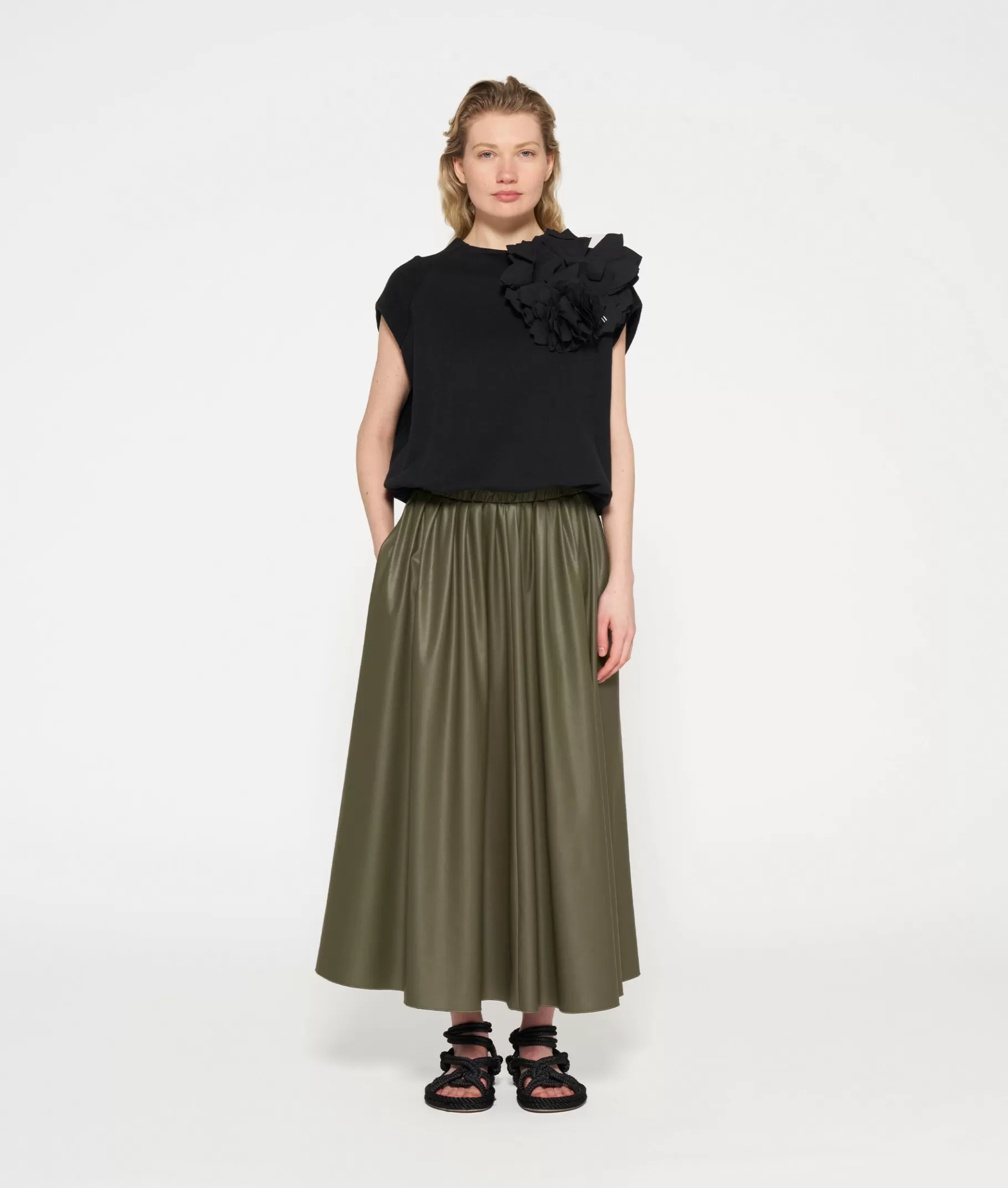 10DAYS leather look pleated skirt