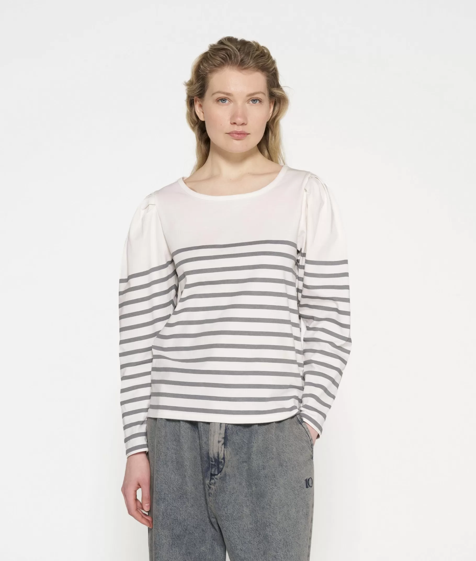 10DAYS puff long sleeve tee stripes