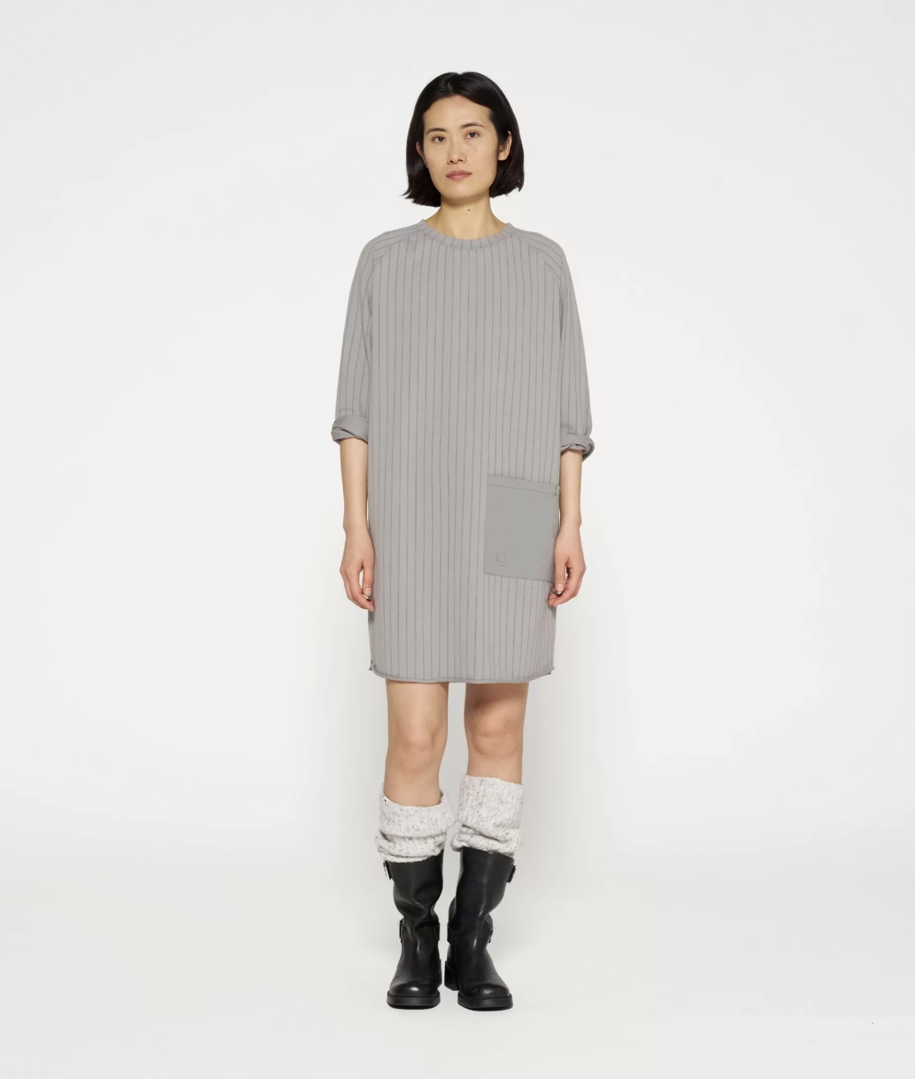 10DAYS sweat dress pinstripe