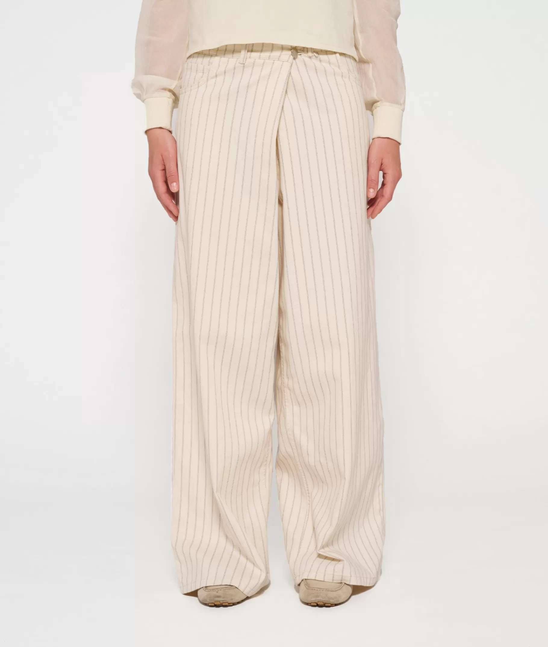 10DAYS wide cross pants pinstripe